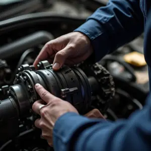 Folga no Câmbio: O Que Causa e Como Resolver o Problema Mecânico inspecionando folga na transmissão de um carro.
