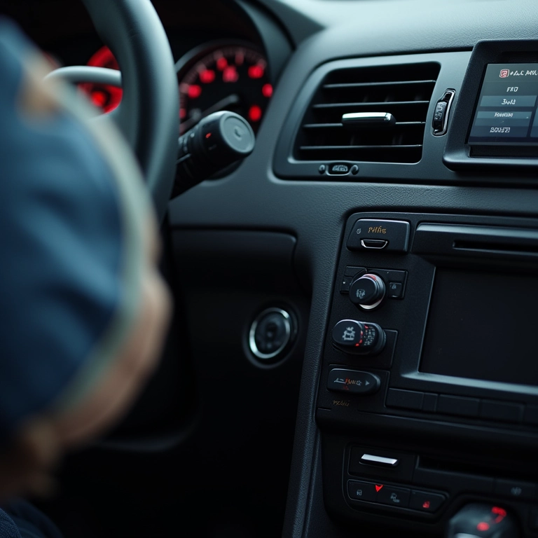 Mecânico inspecionando sistema de ar condicionado com ruídos.