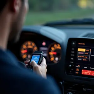 Diagnóstico de Falhas: Como Usar o Scanner a Seu Favor Mecânico usando scanner OBD2 para diagnosticar falhas em um carro.