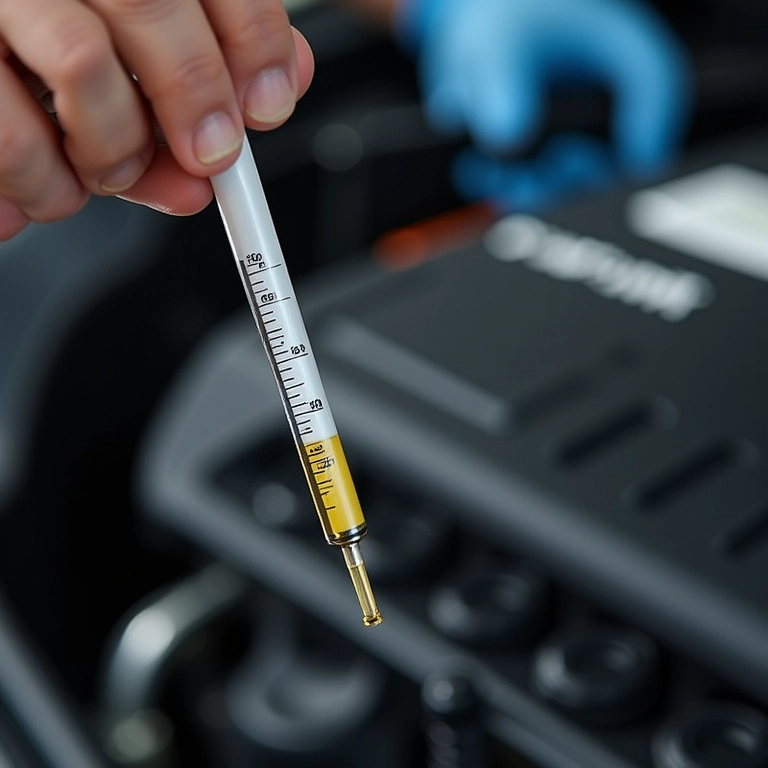 Mecânico verificando o nível do óleo do motor.