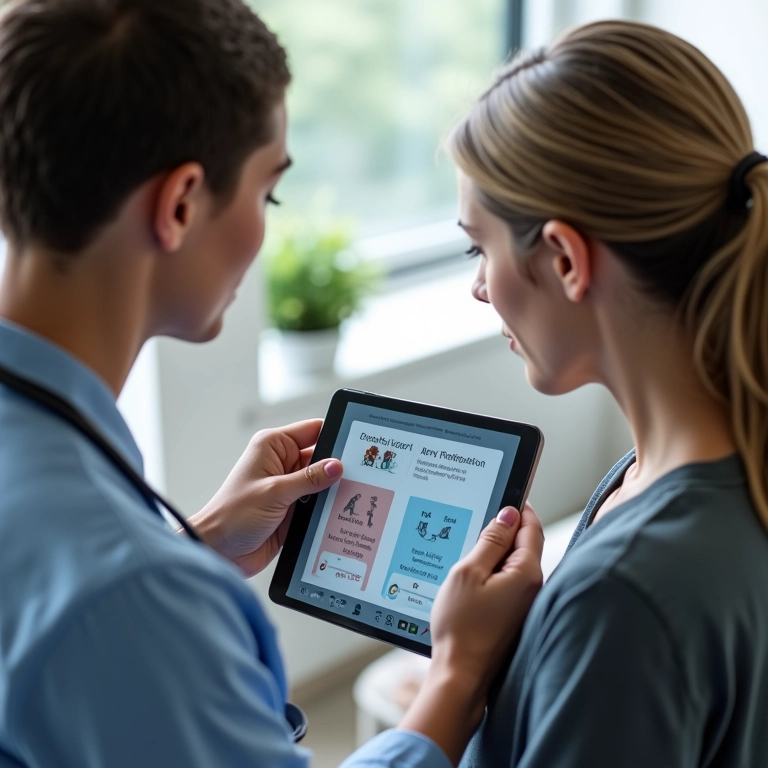 Médico explicando indicações da rinomodelação para paciente.