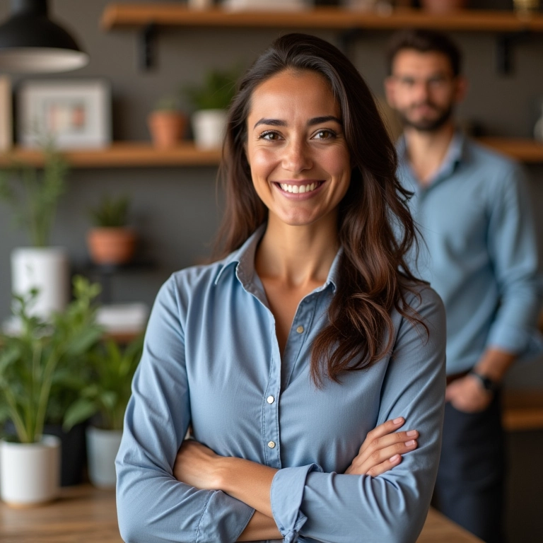 MEI com funcionário em ambiente de trabalho positivo.