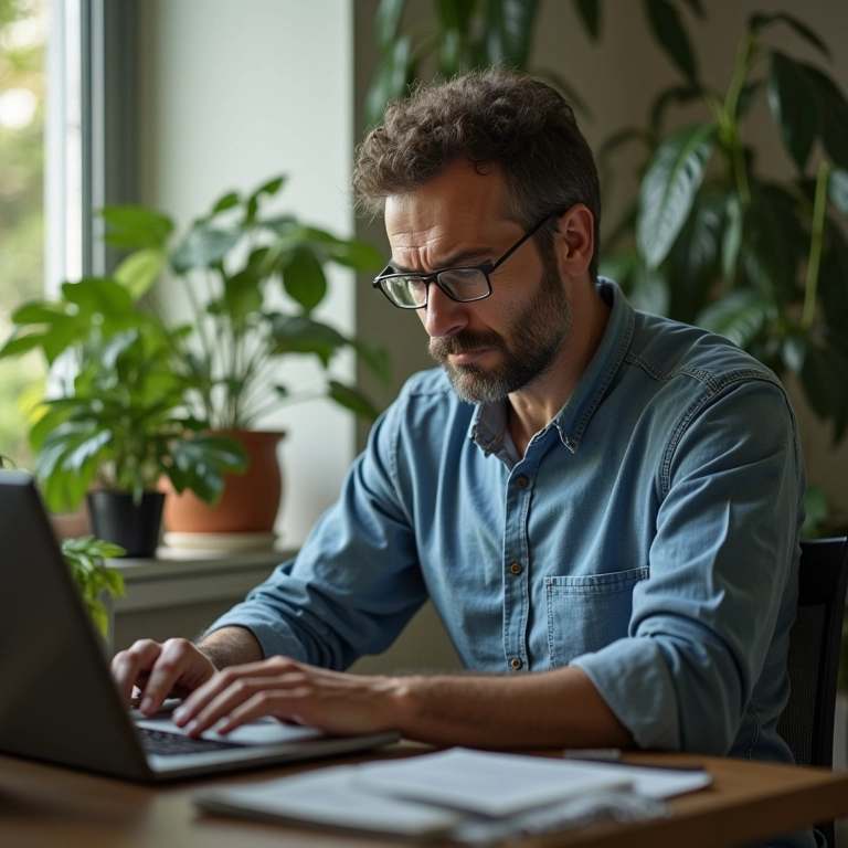 MEI pesquisando sobre aposentadoria por idade no computador.