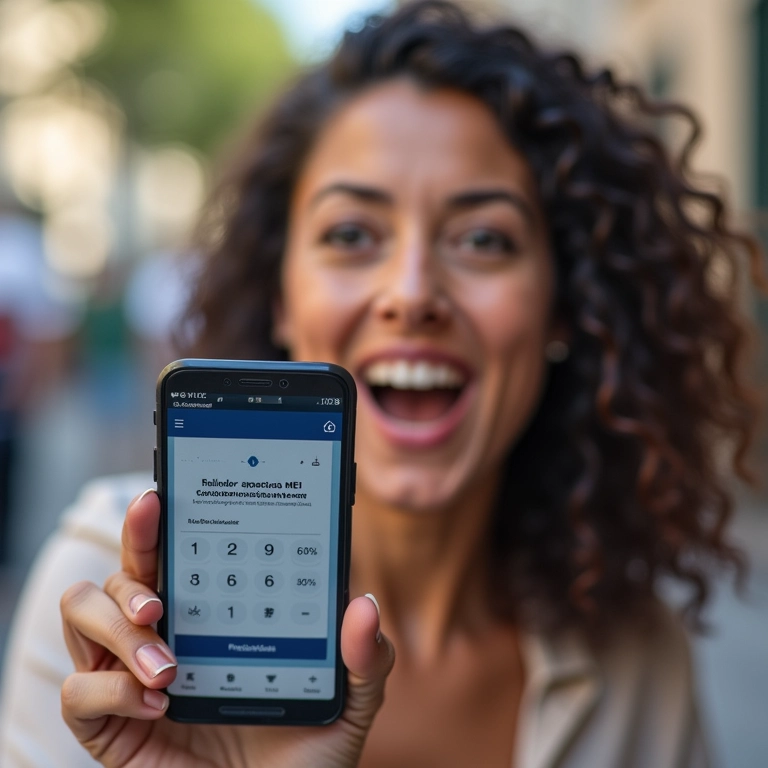 MEI usando simulador de aposentadoria no celular.