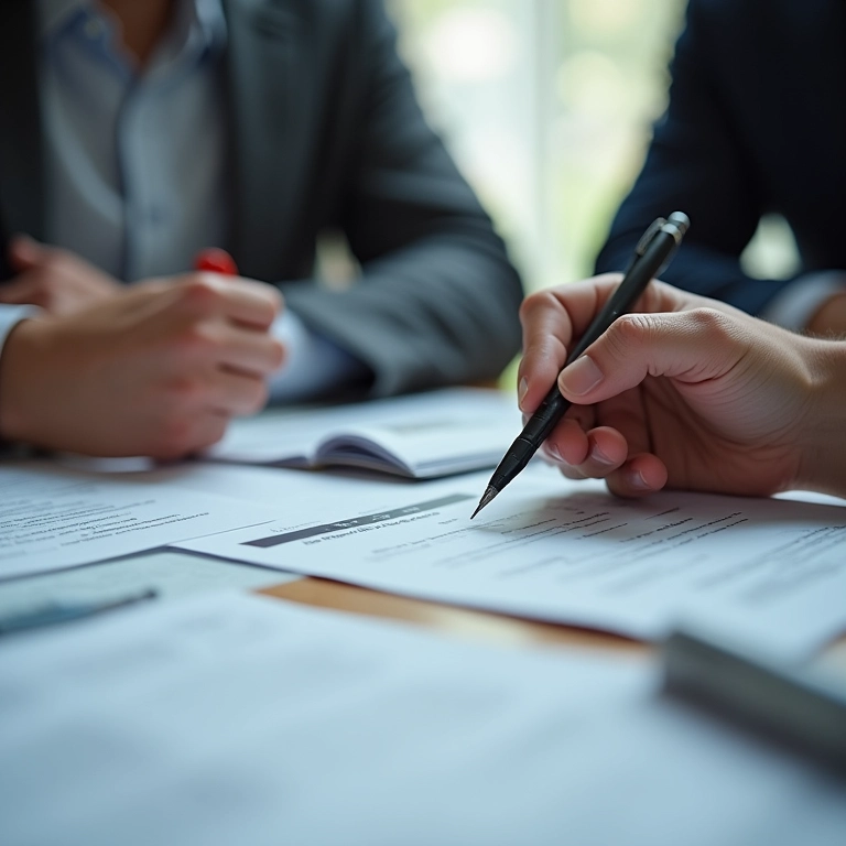 Membro da equipe recebendo feedback específico sobre documento.