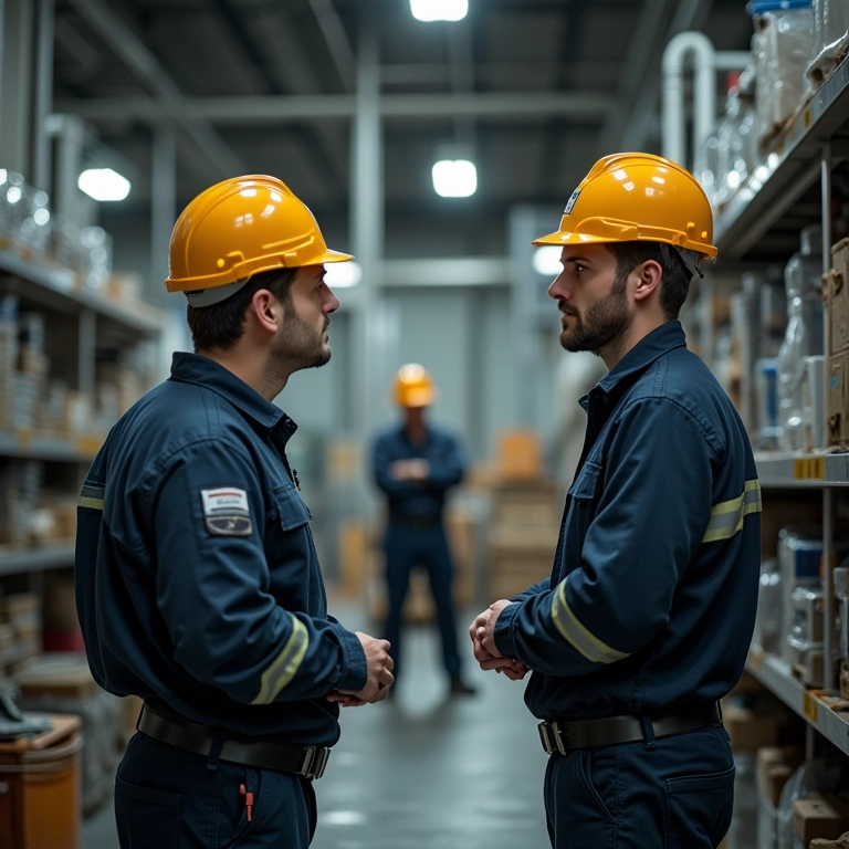 Membros da CIPA inspecionando local de trabalho.