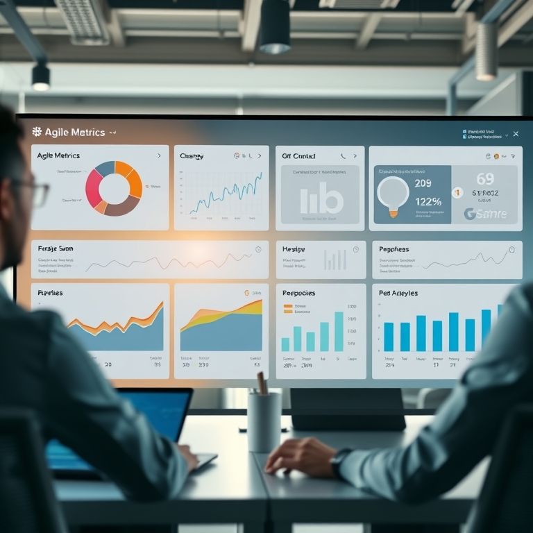 Métricas para medir progresso e desempenho. Dashboard, escritório moderno.