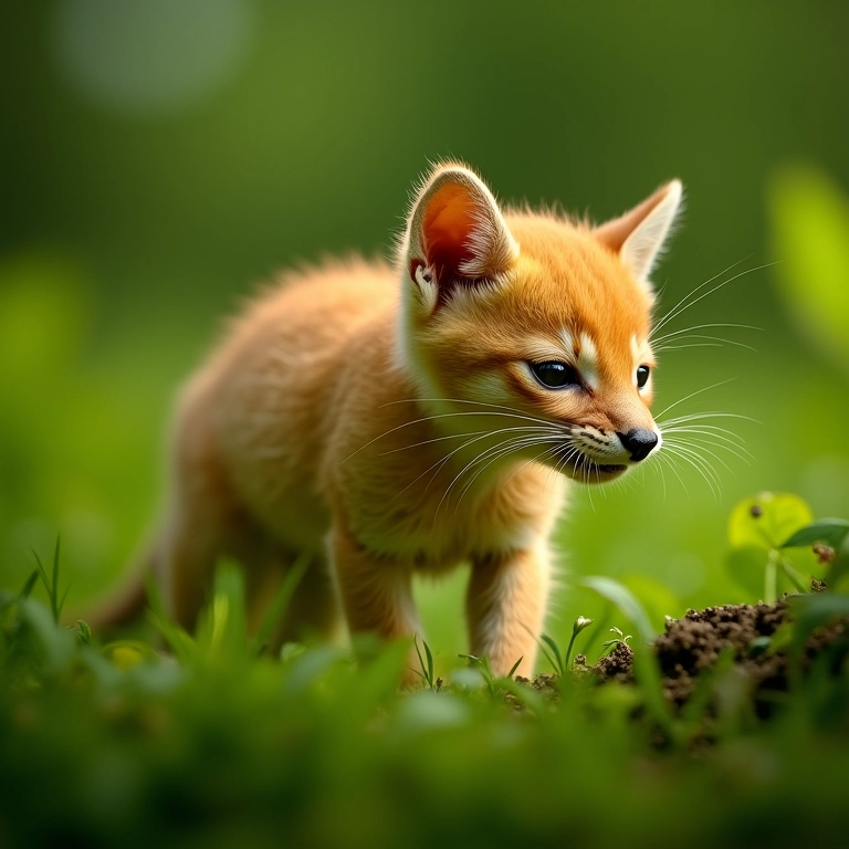 Mico-Leão-Dourado procurando comida na Mata Atlântica.