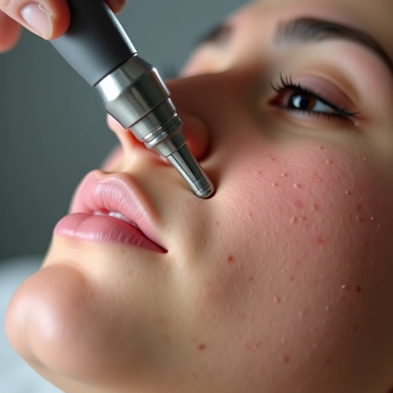 Microagulhamento sendo realizado em pele com melasma.