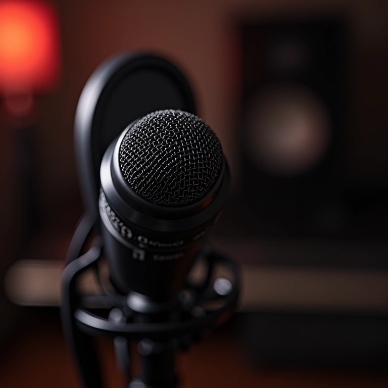 Microfone Shure SM58 em estúdio de gravação.