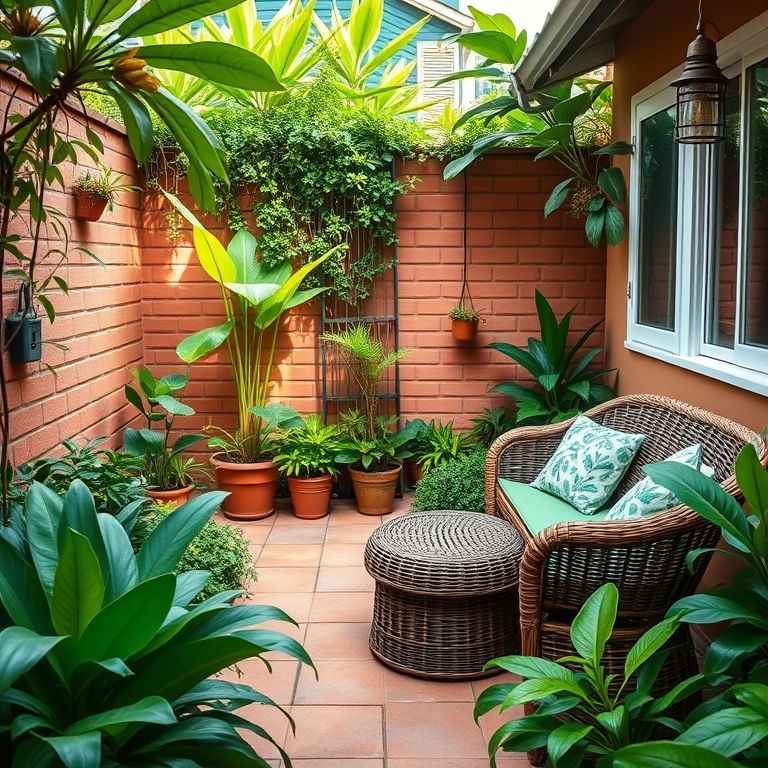 Mini-horta charmosa e prática no quintal, plantada em telhas.