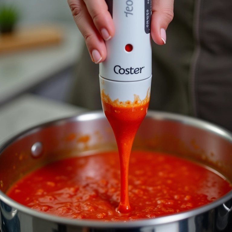 Mixer vertical Oster Perform sendo usado para preparar molho.