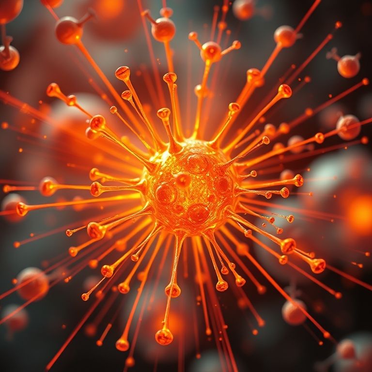 Moléculas vibrando intensamente, representando a energia do calor.