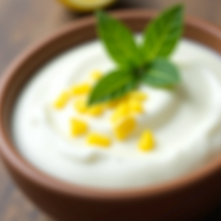 Molho de iogurte com limão e hortelã fresco.