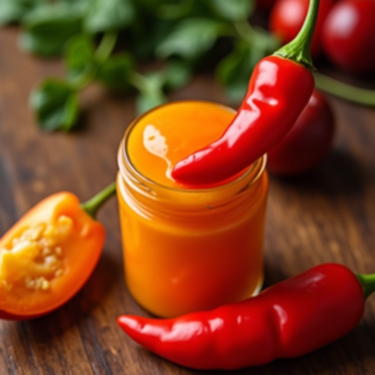 Molho de maracujá com pimenta sendo preparado.