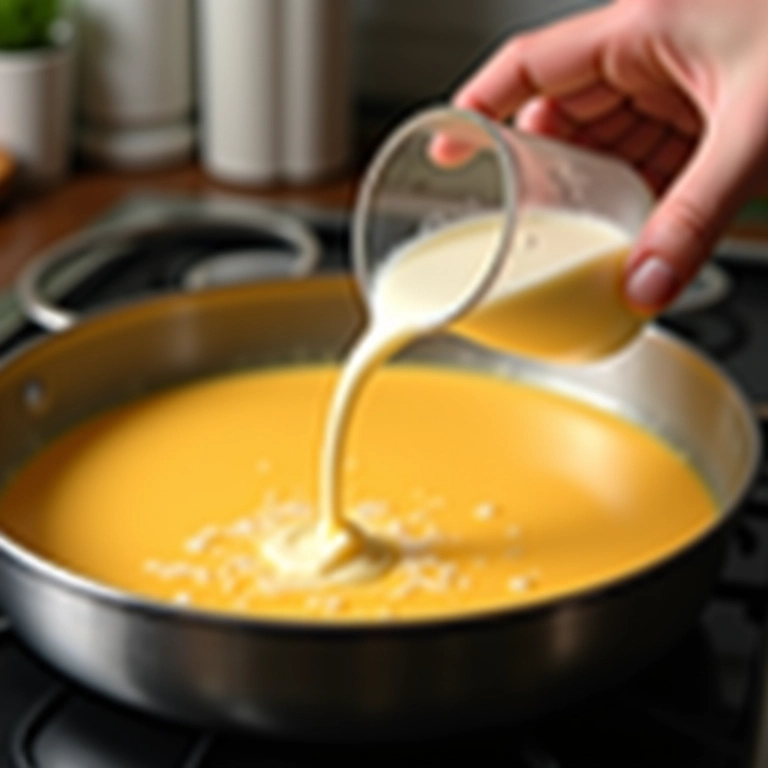 Molho de queijo engrossando na panela.