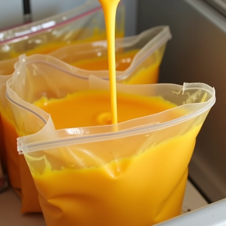 Molho de queijo sendo congelado.