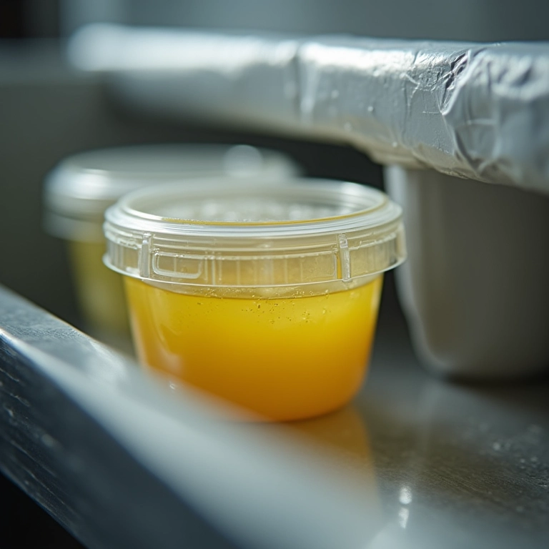 Molho vinagrete sendo armazenado no congelador.