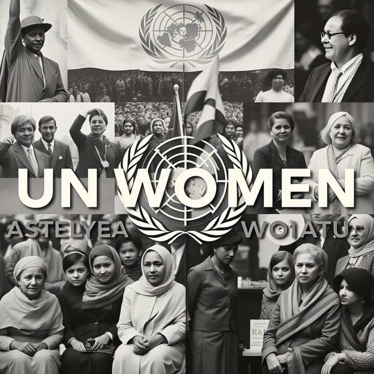 Montagem histórica da criação da ONU Mulheres.