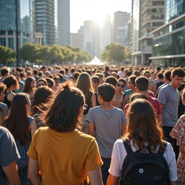 Moradores de Brasília em cenário urbano moderno e diversificado.