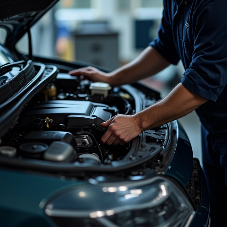 Motor de carro com perda de potência, cores desbotadas.