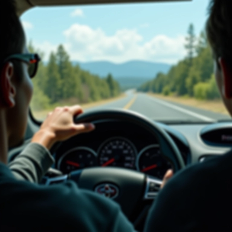 Motorista com dificuldade em manter o carro reto.