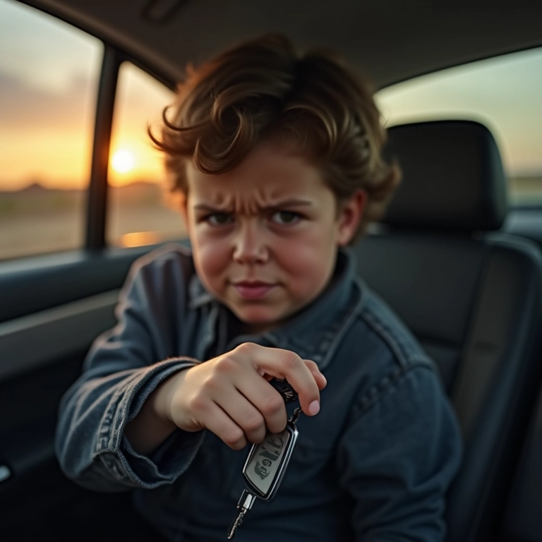 Motorista com dificuldade para dar partida no carro.