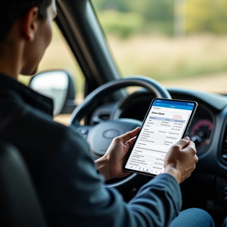 Motorista consultando informações fiscais no aplicativo SimTax.