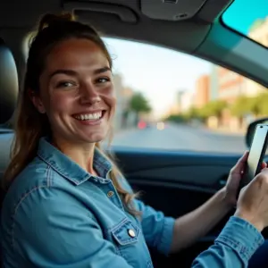 MEI Para Motorista de Aplicativo Vantagens e Como Abrir Motorista de aplicativo utilizando app em seu carro, transmitindo profissionalismo e confiança.