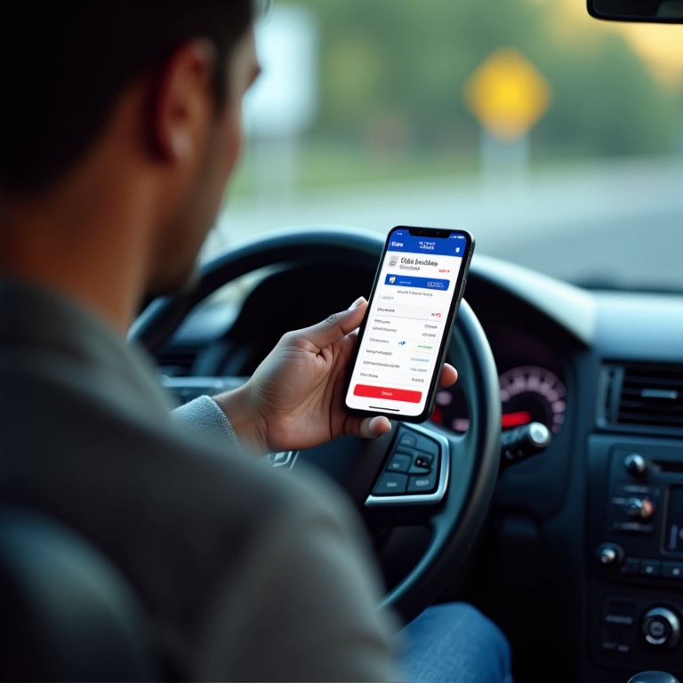 Motorista gerenciando finanças no Banco Inter Empresas.