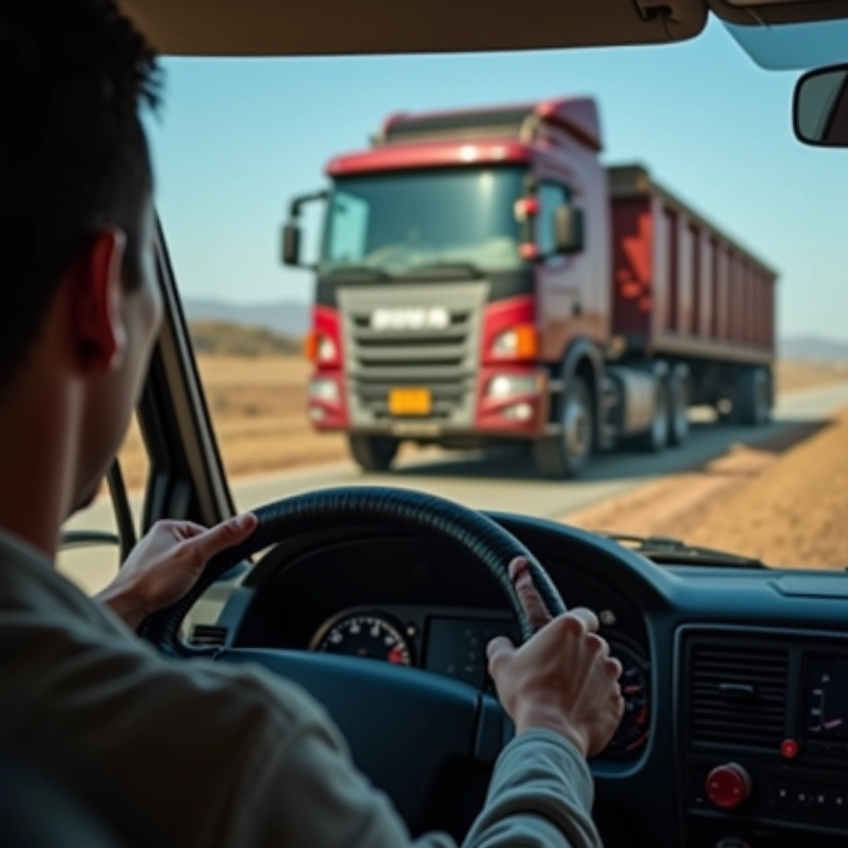 Motorista tentando desligar a ignição de um motor a diesel descontrolado.