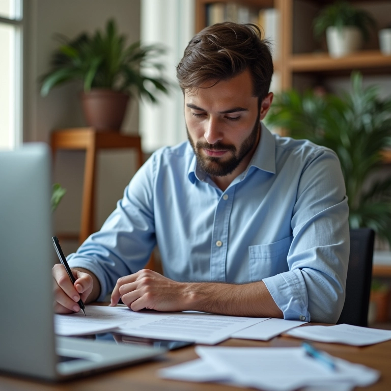 Mototaxista preenchendo formulário MEI online.
