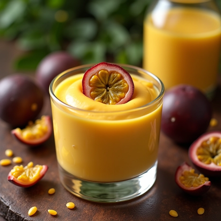 Mousse de maracujá cremosa em tigela, receita clássica.