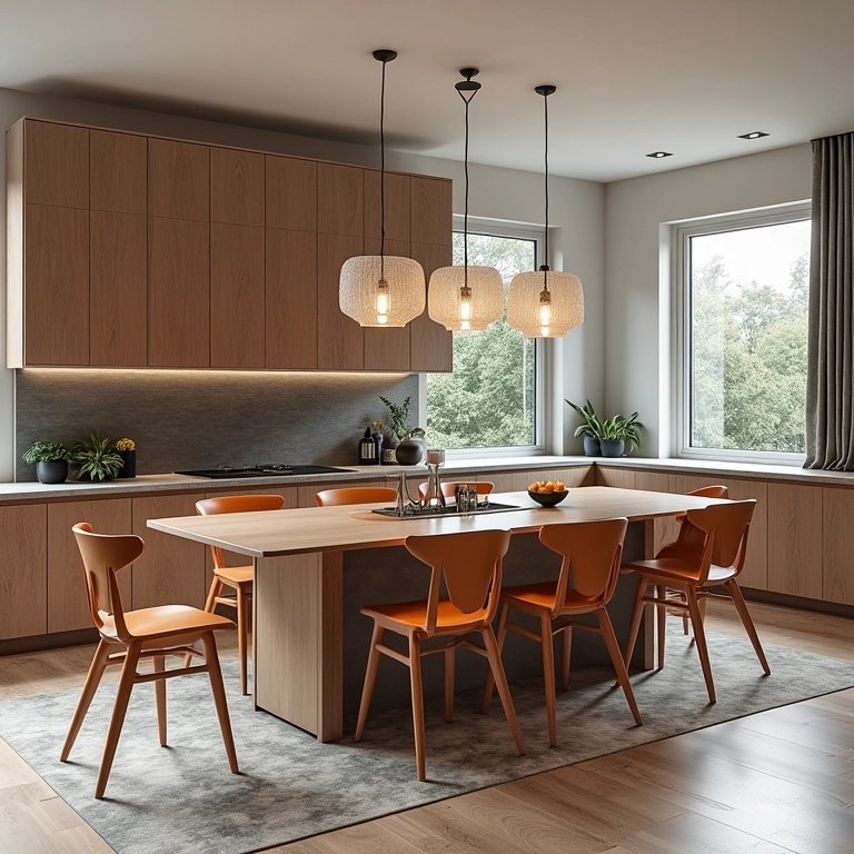 Móveis multifuncionais otimizando o espaço na sala de jantar.