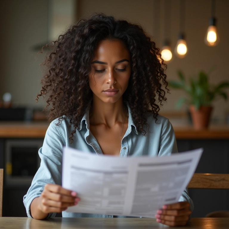 Mulher analisando relatório financeiro, representando a necessidade de um contador.