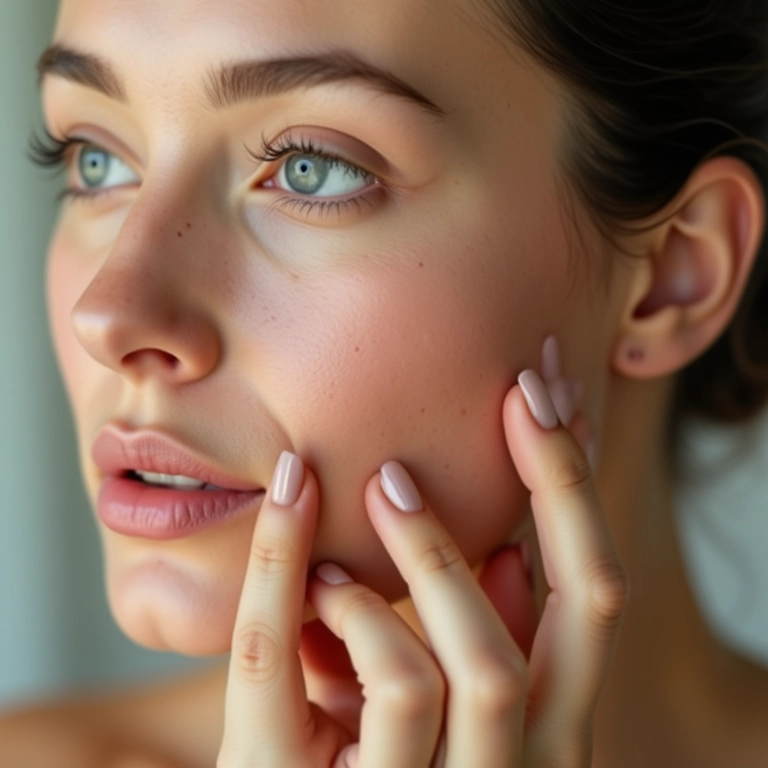 Mulher aplicando sérum de alfa-arbutin para clarear a pele.