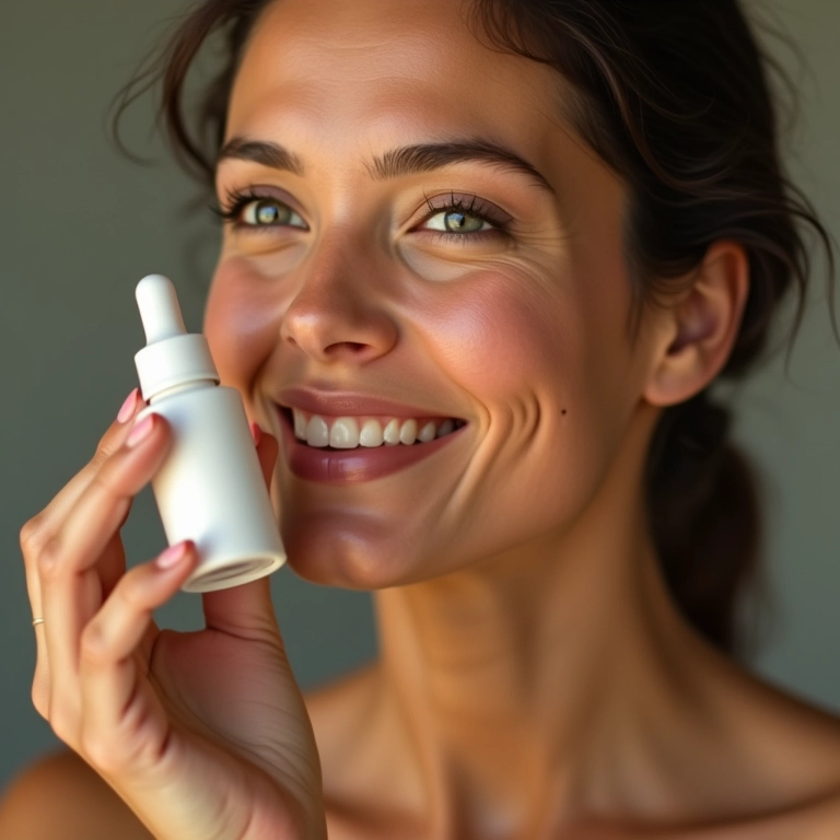 Mulher brasileira hidratando a pele para um brilho natural.