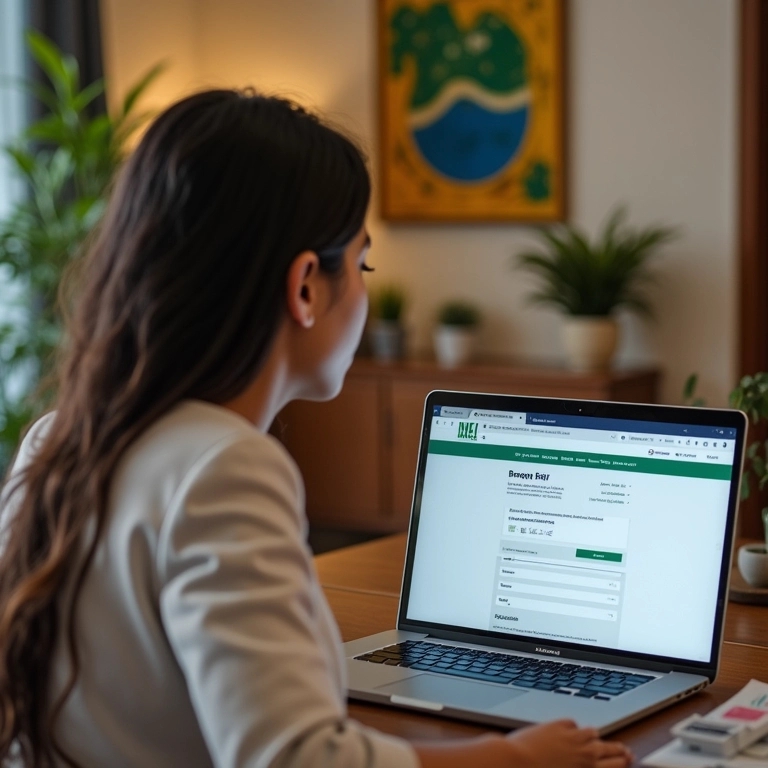 Mulher buscando informações sobre MEI sem precisar de contador.