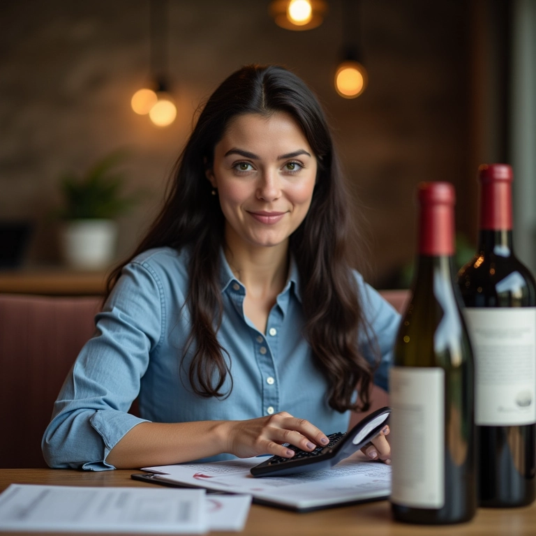 Mulher calculando impostos em calculadora, representando os impostos simplificados do MEI.