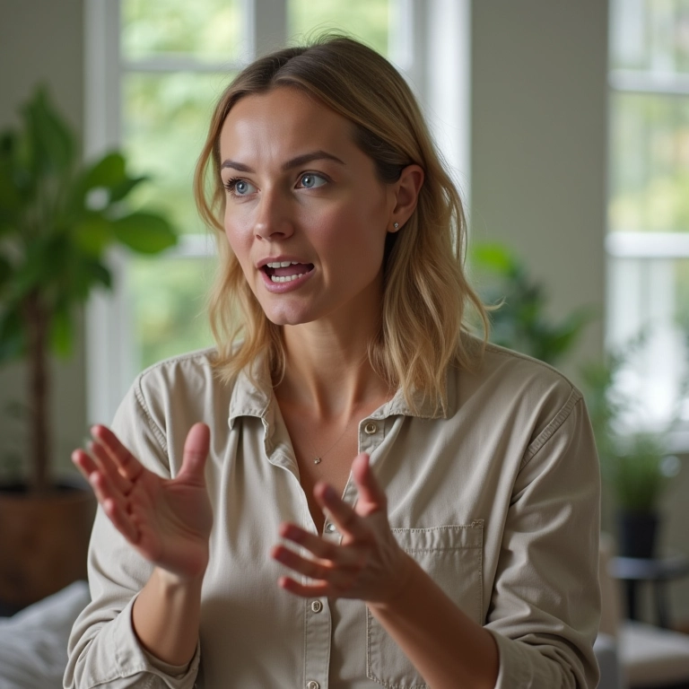 Mulher com atraso na fala, um possível sinal de dislexia.