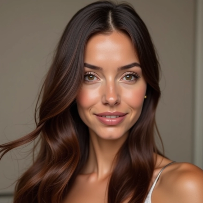 Mulher com cabelo brilhante usando Forever Liss Botox Capilar Banho de Brilho.