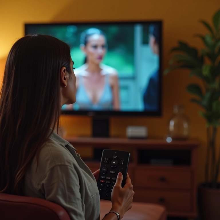 Mulher com expressão de culpa após dar spoiler.