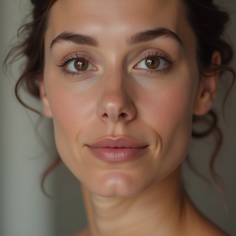 Mulher com mandíbula definida, efeito lifting sutilmente visível, mostrando o efeito volumizador do Radiesse.