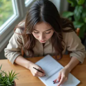 Técnica Pomodoro: O Método Para Focar por 25 Minutos Mulher concentrada usando a Técnica Pomodoro com um timer na mesa.