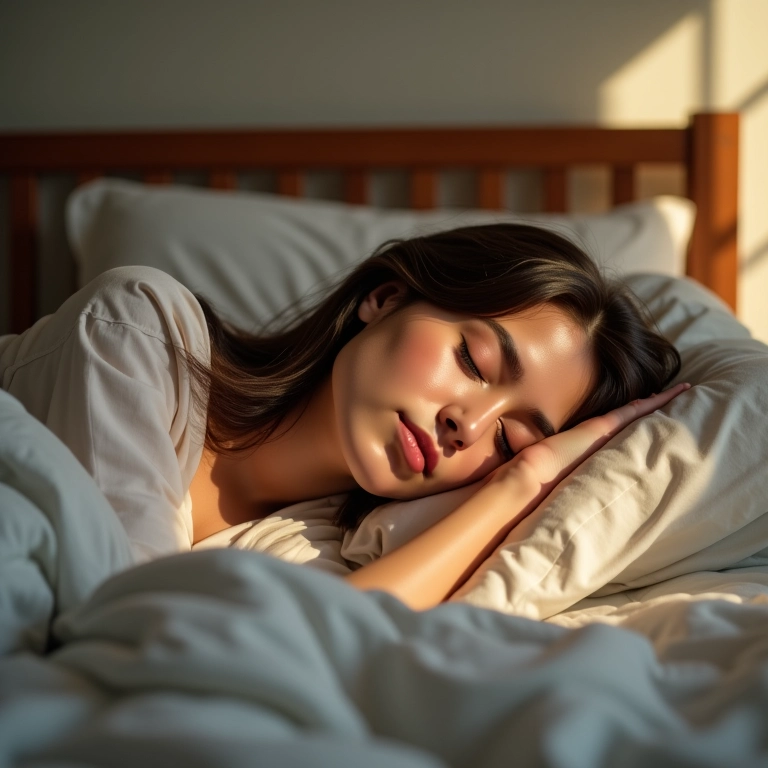Mulher em sono leve na cama.