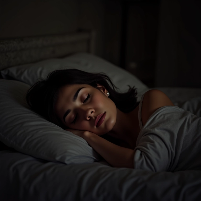 Mulher em sono profundo e reparador.