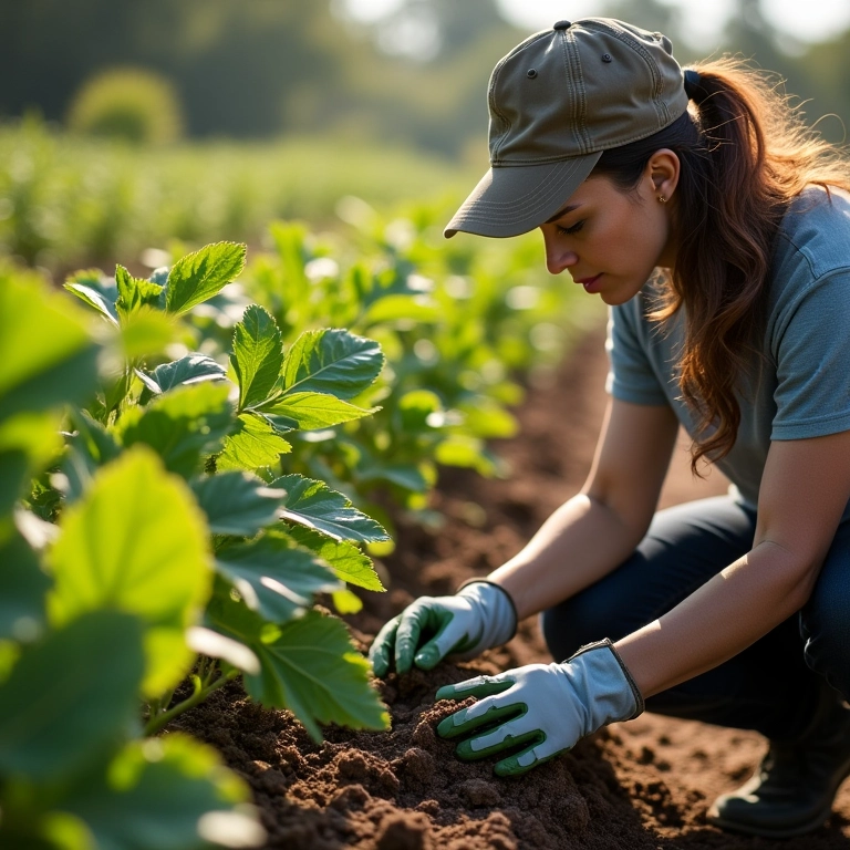 Mulher escolhendo sistema de irrigação para seu jardim.