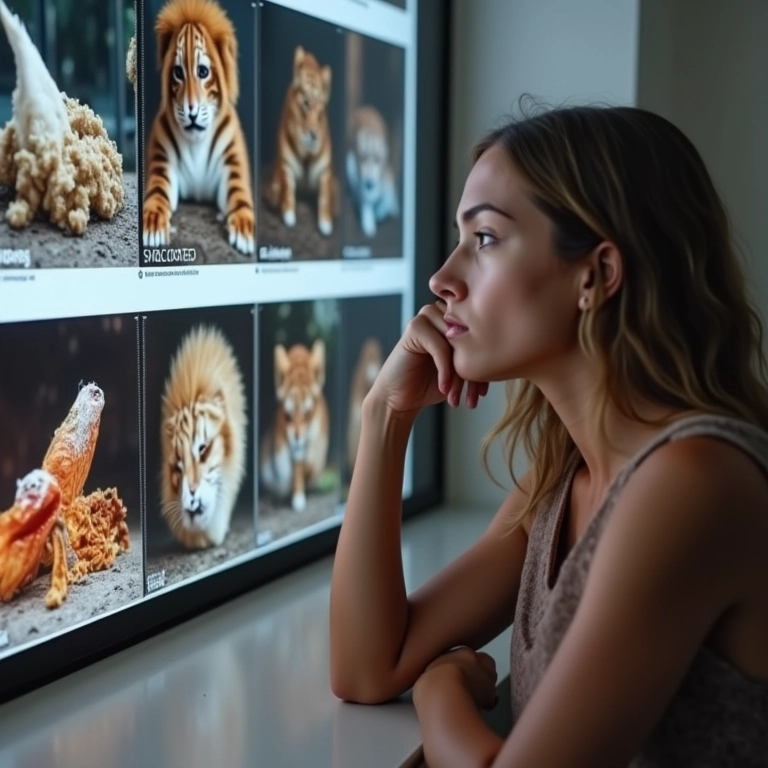 Mulher frustrada com fotos ruins de produtos.