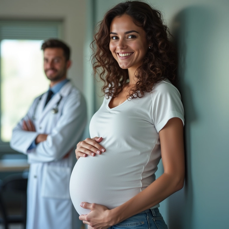 Mulher grávida com cabelo saudável após consultar um médico.