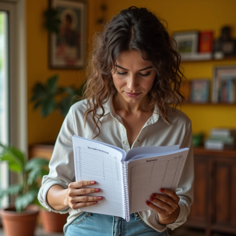 Mulher planejando orçamento para pagamento de consórcio.
